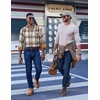 image:imageCOOFANDY Mens Flannel Shirts Long Sleeve Button Down Shirt Casual Shirts Work Shirts for MenBeige Brown