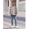 image:imageCOOFANDY Mens Flannel Shirts Long Sleeve Button Down Shirt Casual Shirts Work Shirts for MenBeige Brown