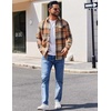 image:imageCOOFANDY Mens Flannel Shirts Long Sleeve Button Down Shirt Casual Shirts Work Shirts for MenKhaki