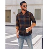 image:imageCOOFANDY Mens Flannel Shirts Long Sleeve Button Down Shirt Casual Shirts Work Shirts for MenNavy and Brown