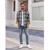 image:imageCOOFANDY Mens Flannel Shirts Long Sleeve Button Down Shirt Casual Shirts Work Shirts for MenWhiteBlack Plaid