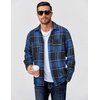 image:imageCOOFANDY Mens Flannel Shirts Long Sleeve Casual Cotton Plaid Button Down Shirt Jacket with PocketsBlackblue Plaid