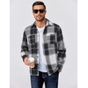 image:imageCOOFANDY Mens Flannel Shirts Long Sleeve Casual Cotton Plaid Button Down Shirt Jacket with PocketsGreywhite Plaid