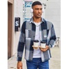 image:imageCOOFANDY Mens Flannel Shirts Long Sleeve Casual Cotton Plaid Button Down Shirt Jacket with PocketsNavy Blue Plaid