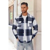 image:imageCOOFANDY Mens Flannel Shirts Long Sleeve Cotton Plaid Shirt Jacket Casual Button Down Shirt with PocketsBlue White