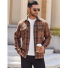 image:imageCOOFANDY Mens Flannel Shirts Long Sleeve Cotton Plaid Shirt Jacket Casual Button Down Shirt with PocketsBrown