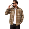 image:imageCOOFANDY Mens Flannel Shirts Long Sleeve Cotton Plaid Shirt Jacket Casual Button Down Shirt with PocketsBrown White