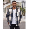 image:imageCOOFANDY Mens Flannel Shirts Long Sleeve Cotton Plaid Shirt Jacket Casual Button Down Shirt with PocketsDeep Blue