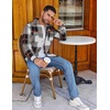 image:imageCOOFANDY Mens Flannel Shirts Long Sleeve Cotton Plaid Shirt Jacket Casual Button Down Shirt with PocketsGrey