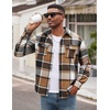 image:imageCOOFANDY Mens Flannel Shirts Long Sleeve Cotton Plaid Shirt Jacket Casual Button Down Shirt with PocketsKhaki
