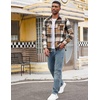 image:imageCOOFANDY Mens Flannel Shirts Long Sleeve Cotton Plaid Shirt Jacket Casual Button Down Shirt with PocketsKhaki