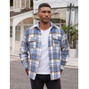 image:imageCOOFANDY Mens Flannel Shirts Long Sleeve Cotton Plaid Shirt Jacket Casual Button Down Shirt with PocketsLight Blue