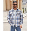 image:imageCOOFANDY Mens Flannel Shirts Long Sleeve Cotton Plaid Shirt Jacket Casual Button Down Shirt with PocketsLight Blue