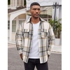 image:imageCOOFANDY Mens Flannel Shirts Long Sleeve Cotton Plaid Shirt Jacket Casual Button Down Shirt with PocketsLight Grey