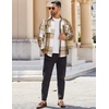 image:imageCOOFANDY Mens Flannel Shirts Long Sleeve Cotton Plaid Shirt Jacket Casual Button Down Shirt with PocketsLight Khaki White