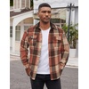 image:imageCOOFANDY Mens Flannel Shirts Long Sleeve Cotton Plaid Shirt Jacket Casual Button Down Shirt with PocketsOrange Red
