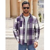 image:imageCOOFANDY Mens Flannel Shirts Long Sleeve Cotton Plaid Shirt Jacket Casual Button Down Shirt with PocketsPurple