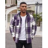 image:imageCOOFANDY Mens Flannel Shirts Long Sleeve Cotton Plaid Shirt Jacket Casual Button Down Shirt with PocketsPurple