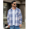 image:imageCOOFANDY Mens Flannel Shirts Long Sleeve Lightweight Plaid Shirt Casual Button Down Shirts JacketBlue White Plaid