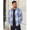 image:imageCOOFANDY Mens Flannel Shirts Long Sleeve Lightweight Plaid Shirt Casual Button Down Shirts JacketBlue White Plaid