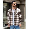 image:imageCOOFANDY Mens Flannel Shirts Long Sleeve Lightweight Plaid Shirt Casual Button Down Shirts JacketBrown