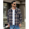 image:imageCOOFANDY Mens Flannel Shirts Long Sleeve Lightweight Plaid Shirt Casual Button Down Shirts JacketDark Blue