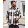 image:imageCOOFANDY Mens Flannel Shirts Long Sleeve Lightweight Plaid Shirt Casual Button Down Shirts JacketGrey