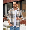 image:imageCOOFANDY Mens Flannel Shirts Long Sleeve Lightweight Plaid Shirt Casual Button Down Shirts JacketGrey Plaid