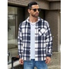 image:imageCOOFANDY Mens Flannel Shirts Long Sleeve Lightweight Plaid Shirt Casual Button Down Shirts JacketLight Blue