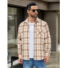 image:imageCOOFANDY Mens Flannel Shirts Long Sleeve Lightweight Plaid Shirt Casual Button Down Shirts JacketLight Brown