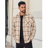 image:imageCOOFANDY Mens Flannel Shirts Long Sleeve Lightweight Plaid Shirt Casual Button Down Shirts JacketLight Brown
