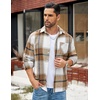 image:imageCOOFANDY Mens Flannel Shirts Long Sleeve Lightweight Plaid Shirt Casual Button Down Shirts JacketLight Khaki