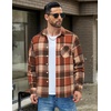 image:imageCOOFANDY Mens Flannel Shirts Long Sleeve Lightweight Plaid Shirt Casual Button Down Shirts JacketOrange Red