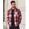 image:imageCOOFANDY Mens Flannel Shirts Long Sleeve Lightweight Plaid Shirt Casual Button Down Shirts JacketRed