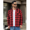 image:imageCOOFANDY Mens Flannel Shirts Long Sleeve Lightweight Plaid Shirt Casual Button Down Shirts JacketRed Black