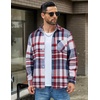 image:imageCOOFANDY Mens Flannel Shirts Long Sleeve Lightweight Plaid Shirt Casual Button Down Shirts JacketRed Blue