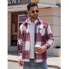 image:imageCOOFANDY Mens Flannel Shirts Long Sleeve Lightweight Plaid Shirt Casual Button Down Shirts JacketRed White