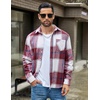 image:imageCOOFANDY Mens Flannel Shirts Long Sleeve Lightweight Plaid Shirt Casual Button Down Shirts JacketRed White