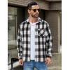 image:imageCOOFANDY Mens Flannel Shirts Long Sleeve Lightweight Plaid Shirt Casual Button Down Shirts JacketWhite Black