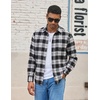 image:imageCOOFANDY Mens Flannel Shirts Long Sleeve Lightweight Plaid Shirt Casual Button Down Shirts with PocketBlack White