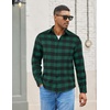 image:imageCOOFANDY Mens Flannel Shirts Long Sleeve Lightweight Plaid Shirt Casual Button Down Shirts with PocketDark Green