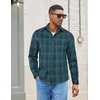 image:imageCOOFANDY Mens Flannel Shirts Long Sleeve Lightweight Plaid Shirt Casual Button Down Shirts with PocketGreen
