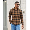 image:imageCOOFANDY Mens Flannel Shirts Long Sleeve Lightweight Plaid Shirt Casual Button Down Shirts with PocketKhaki
