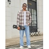 image:imageCOOFANDY Mens Flannel Shirts Long Sleeve Lightweight Plaid Shirt Casual Button Down Shirts with PocketLight Khaki