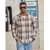 image:imageCOOFANDY Mens Flannel Shirts Long Sleeve Lightweight Plaid Shirt Casual Button Down Shirts with PocketLight Khaki