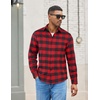 image:imageCOOFANDY Mens Flannel Shirts Long Sleeve Lightweight Plaid Shirt Casual Button Down Shirts with PocketRed