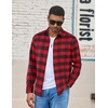 image:imageCOOFANDY Mens Flannel Shirts Long Sleeve Lightweight Plaid Shirt Casual Button Down Shirts with PocketRed