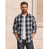 image:imageCOOFANDY Mens Flannel Shirts Long Sleeve Plaid Button Down Shirts Casual Cotton ShirtsBlackWhite