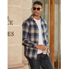 image:imageCOOFANDY Mens Flannel Shirts Long Sleeve Plaid Button Down Shirts Casual Cotton ShirtsKhakiBlue