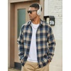 image:imageCOOFANDY Mens Flannel Shirts Long Sleeve Plaid Button Down Shirts Casual Cotton ShirtsKhakiBlue